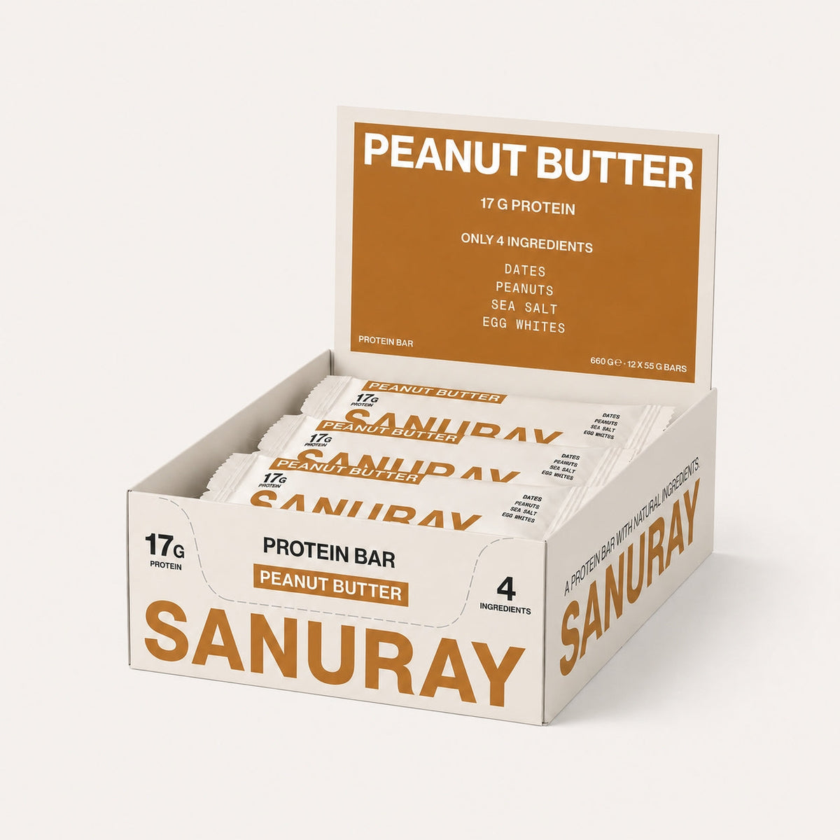 Sanuray Proteinbar Peanut Butter 12-pak emballage